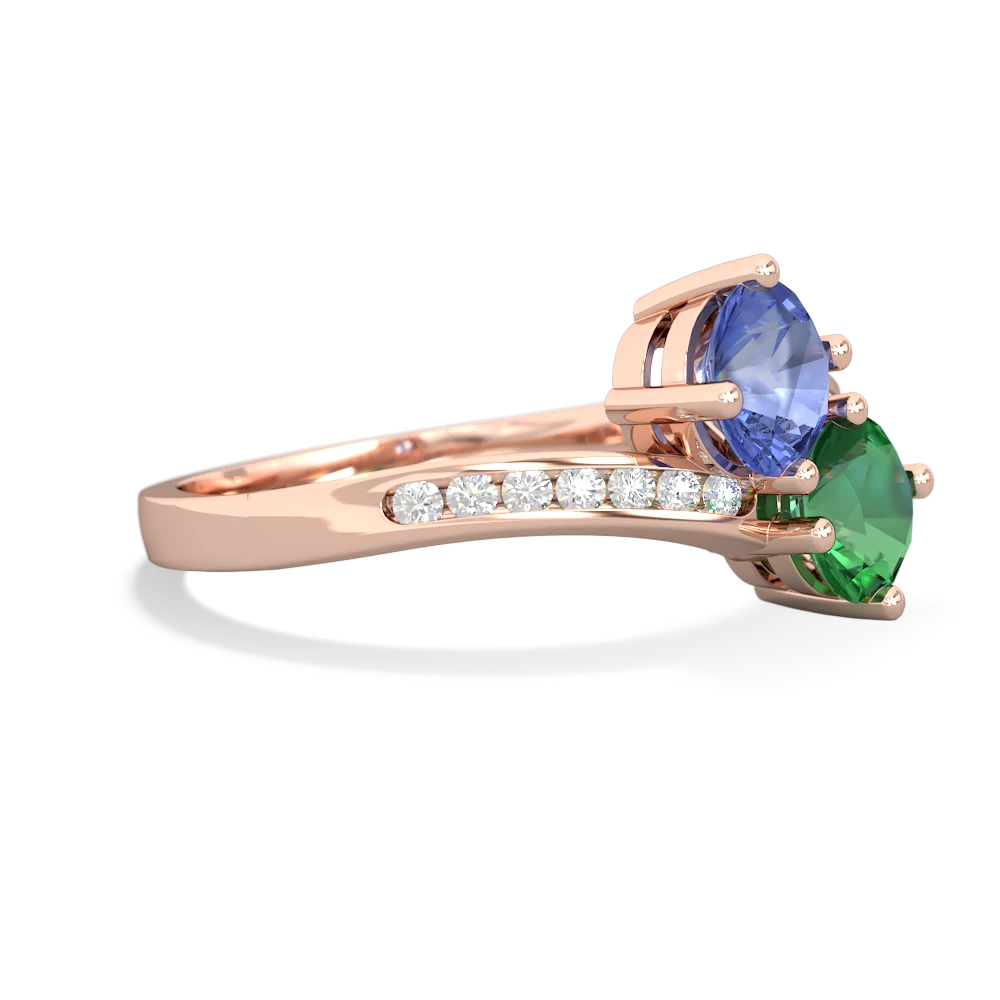 Tanzanite Channel Set Two Stone 14K Rose Gold ring R5303