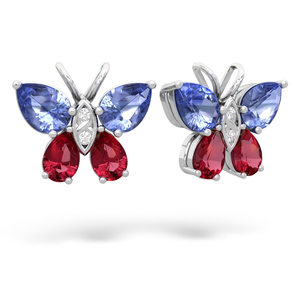 Tanzanite Butterfly 14K White Gold earrings E2215