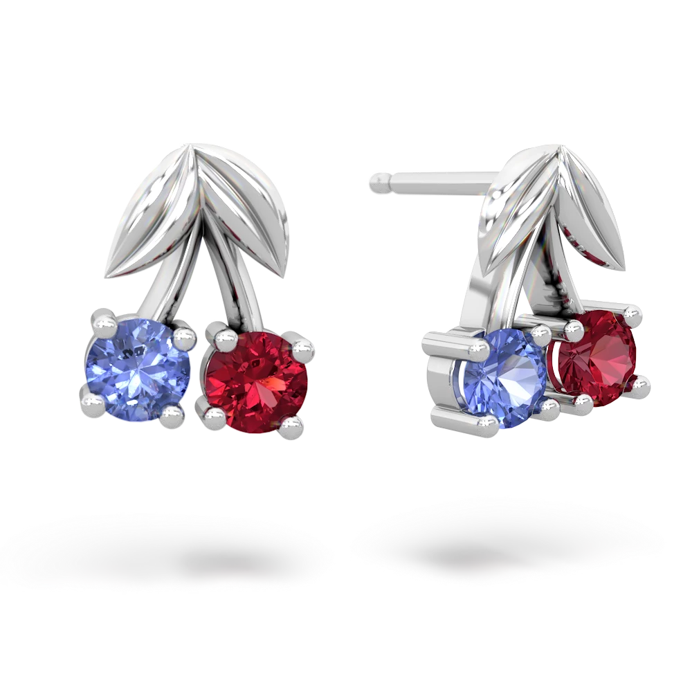 Tanzanite Sweet Cherries 14K White Gold earrings E7001