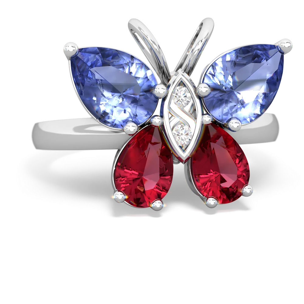 Tanzanite Butterfly 14K White Gold ring R2215