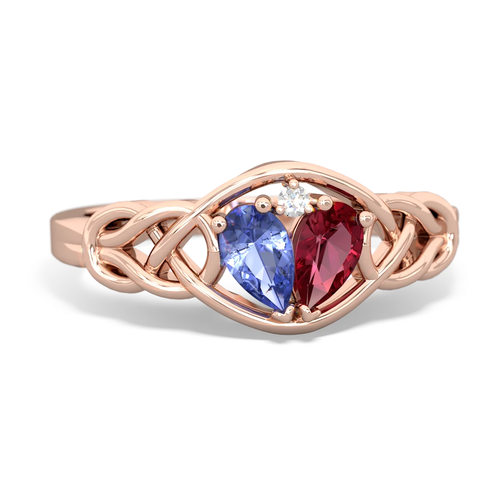 Tanzanite Celtic Love Knot 14K Rose Gold ring R5420