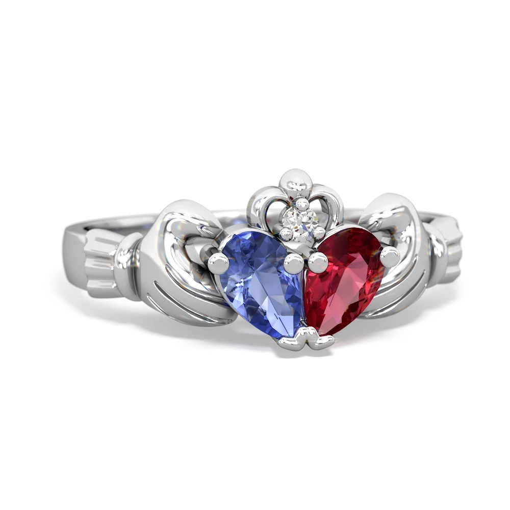 Tanzanite 'Our Heart' Claddagh 14K White Gold ring R2388