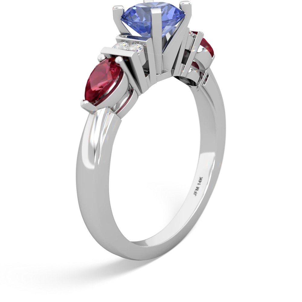 Tanzanite 6Mm Round Eternal Embrace Engagement 14K White Gold ring R2005