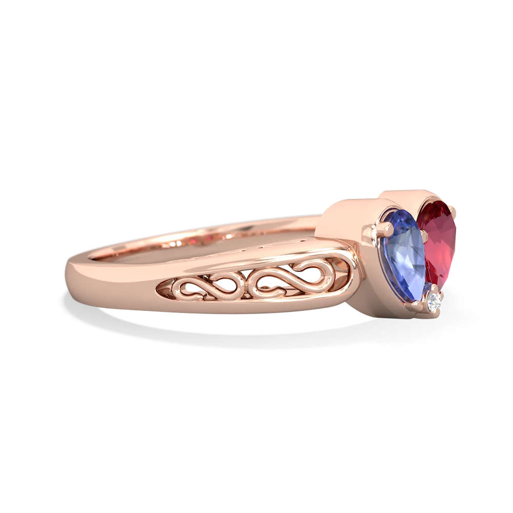 Tanzanite Filligree 'One Heart' 14K Rose Gold ring R5070