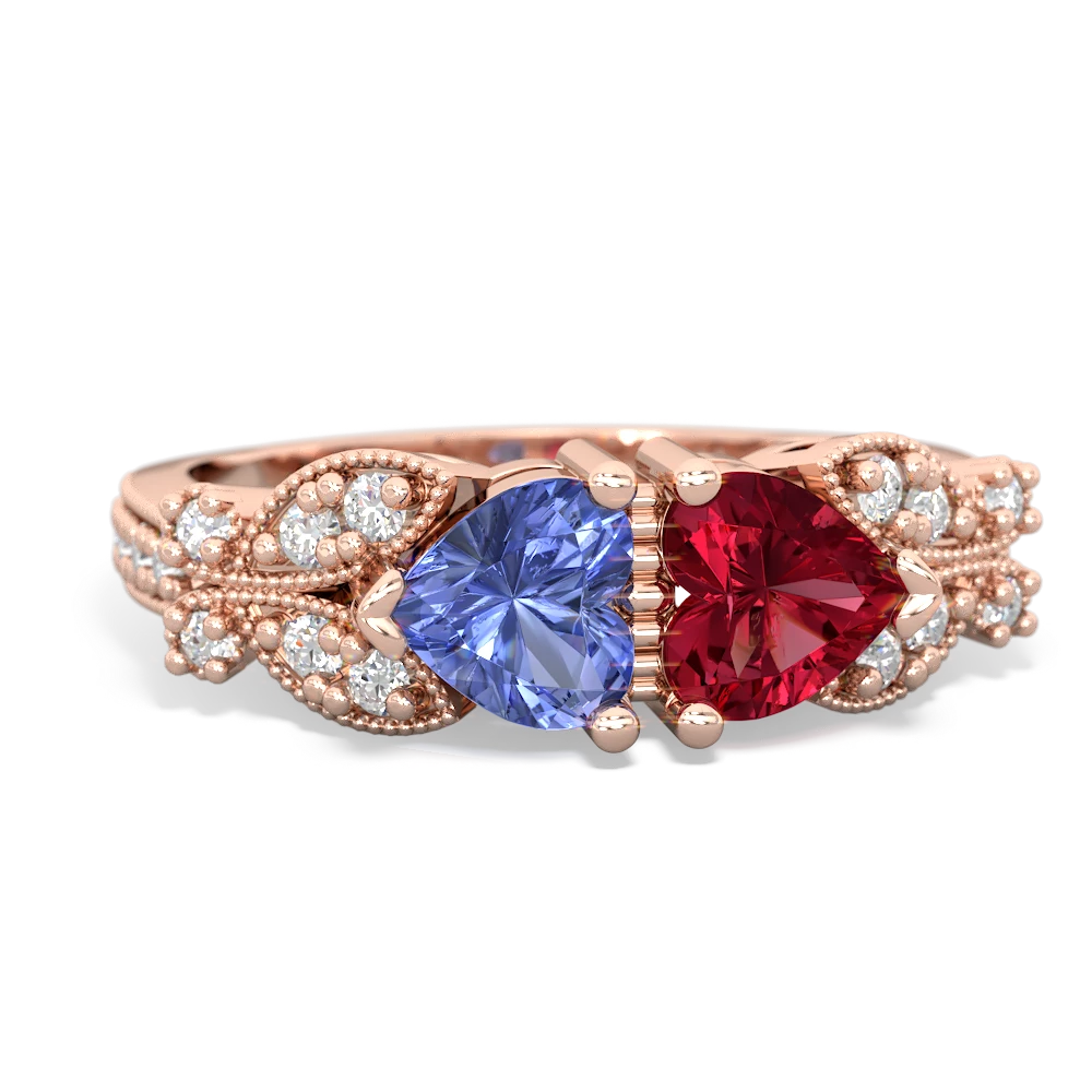 Tanzanite Diamond Butterflies 14K Rose Gold ring R5601