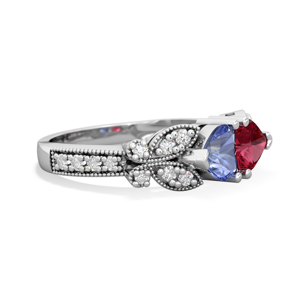 Tanzanite Diamond Butterflies 14K White Gold ring R5601