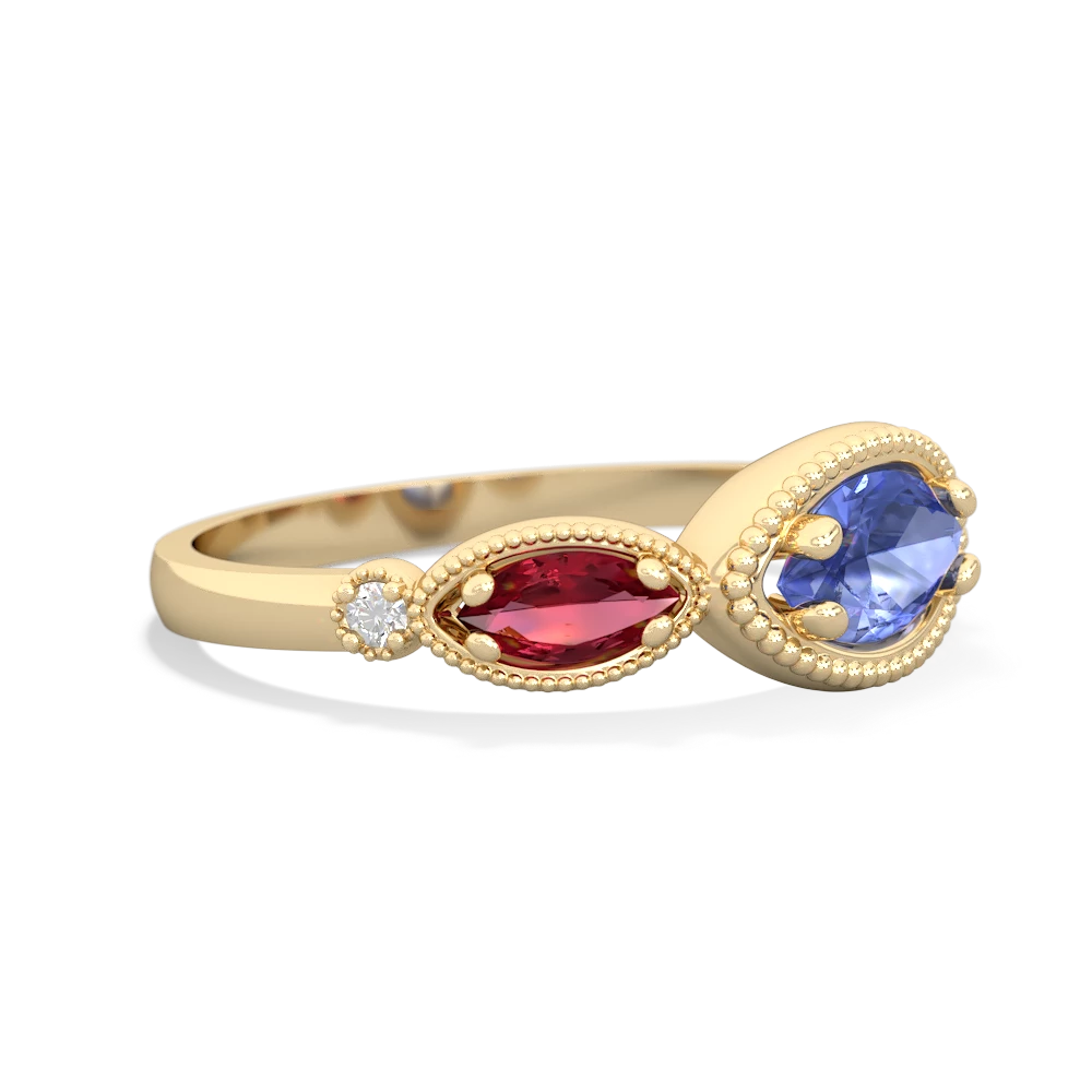 Tanzanite Milgrain Marquise 14K Yellow Gold ring R5700