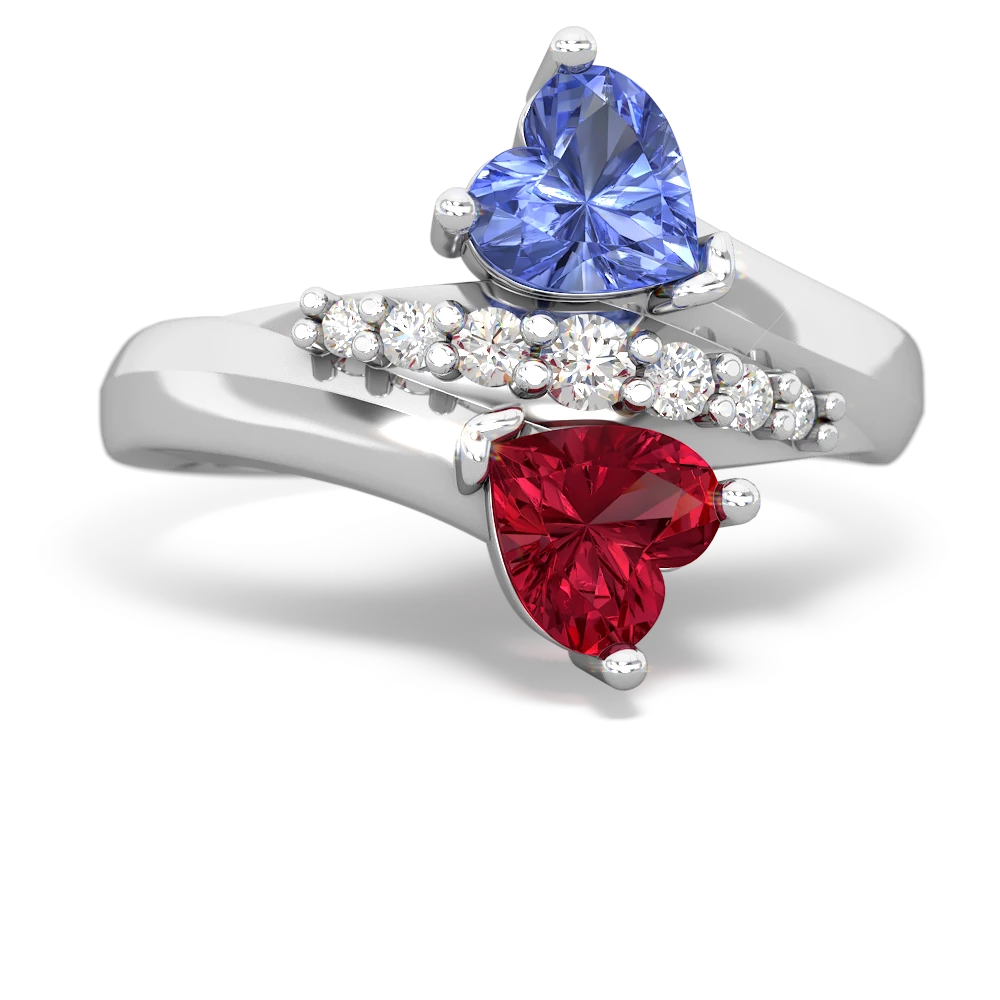 Tanzanite Heart To Heart 14K White Gold ring R2064