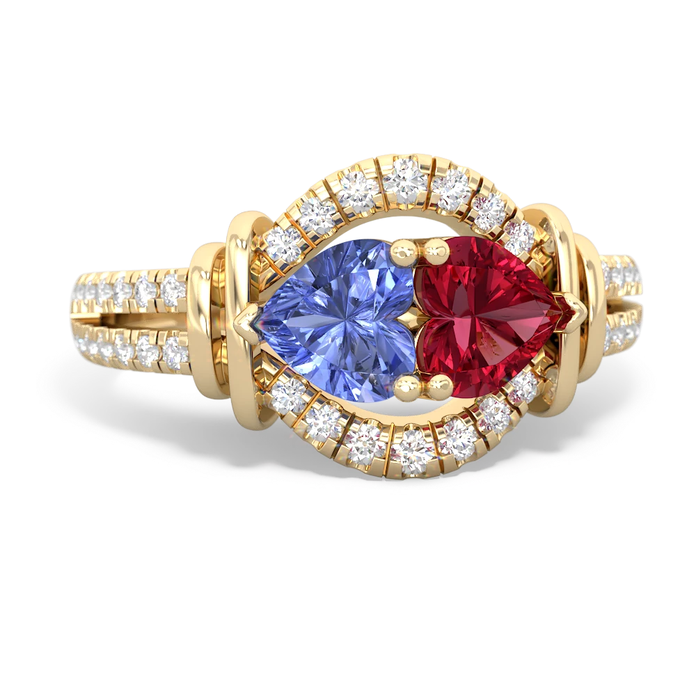 Tanzanite Art-Deco Keepsake 14K Yellow Gold ring R5630