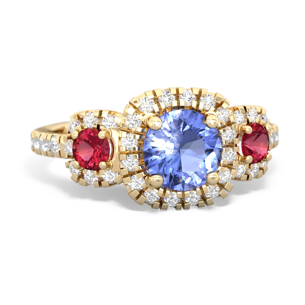 Tanzanite Regal Halo 14K Yellow Gold ring R5350