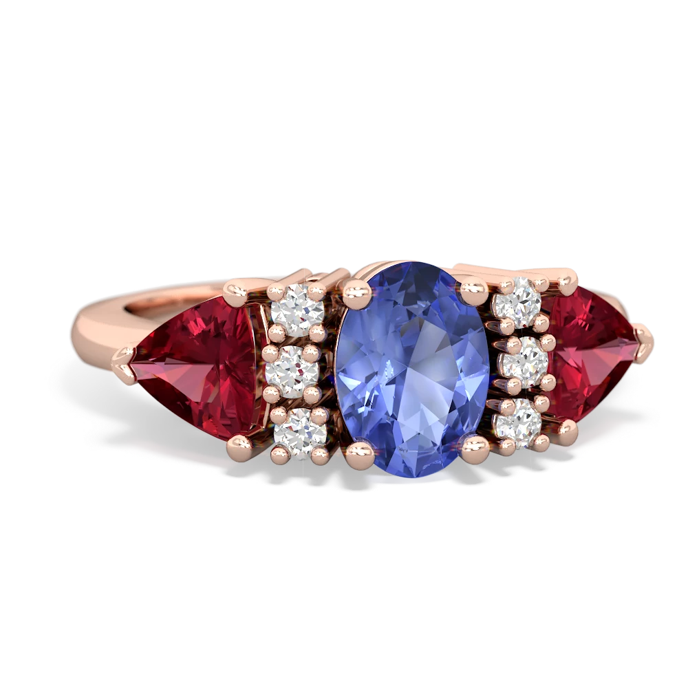 Tanzanite Antique Style Three Stone 14K Rose Gold ring R2186