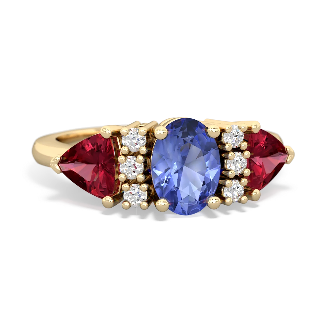 Tanzanite Antique Style Three Stone 14K Yellow Gold ring R2186