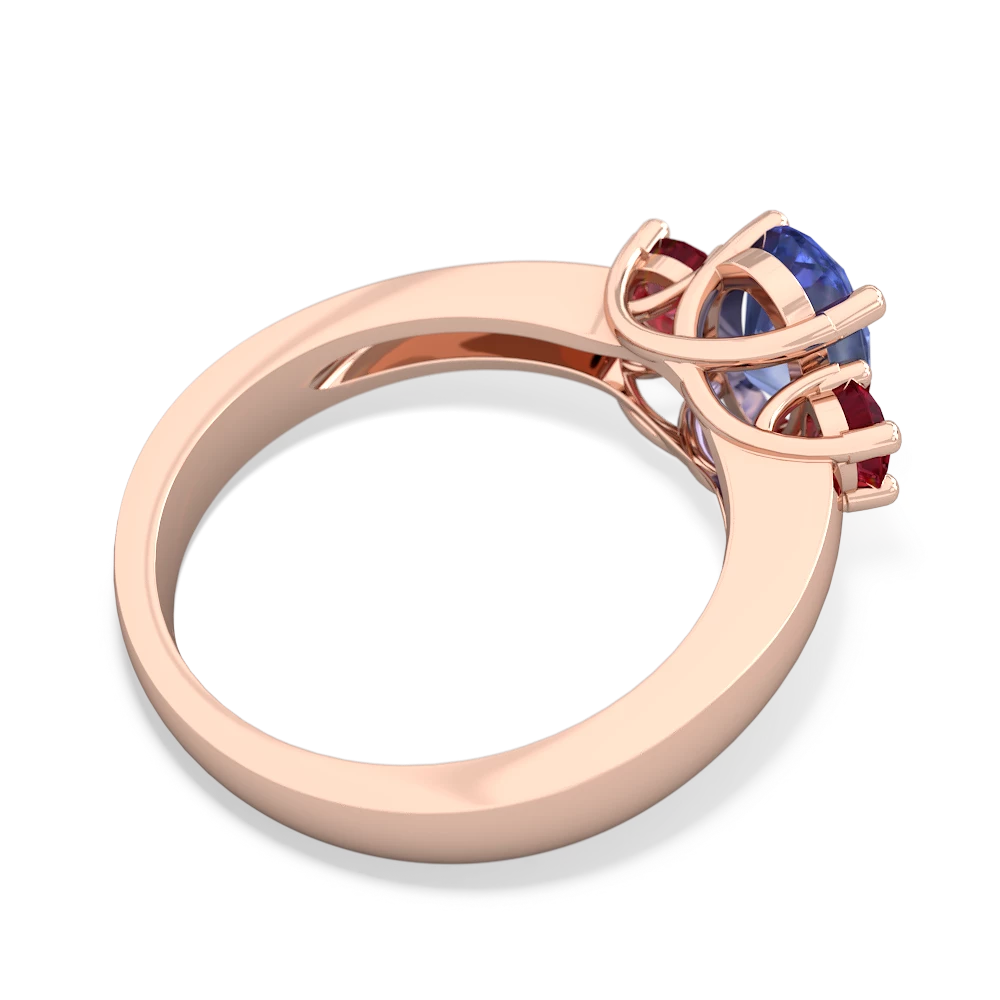 Tanzanite Three Stone Oval Trellis 14K Rose Gold ring R4024