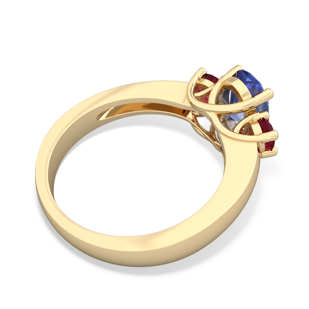 Tanzanite Three Stone Oval Trellis 14K Yellow Gold ring R4024