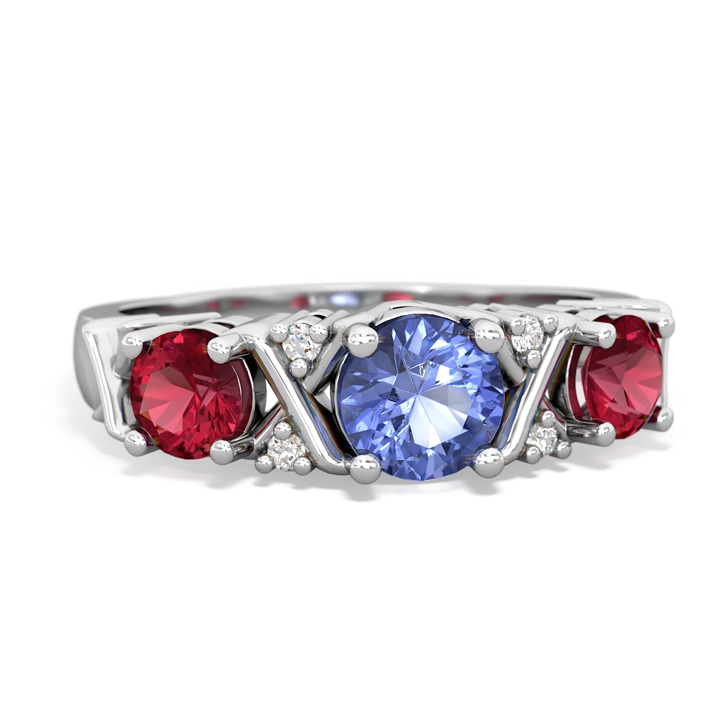 Tanzanite Hugs And Kisses 14K White Gold ring R5016