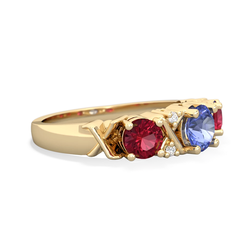 Tanzanite Hugs And Kisses 14K Yellow Gold ring R5016