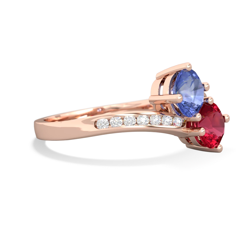 Tanzanite Channel Set Two Stone 14K Rose Gold ring R5303