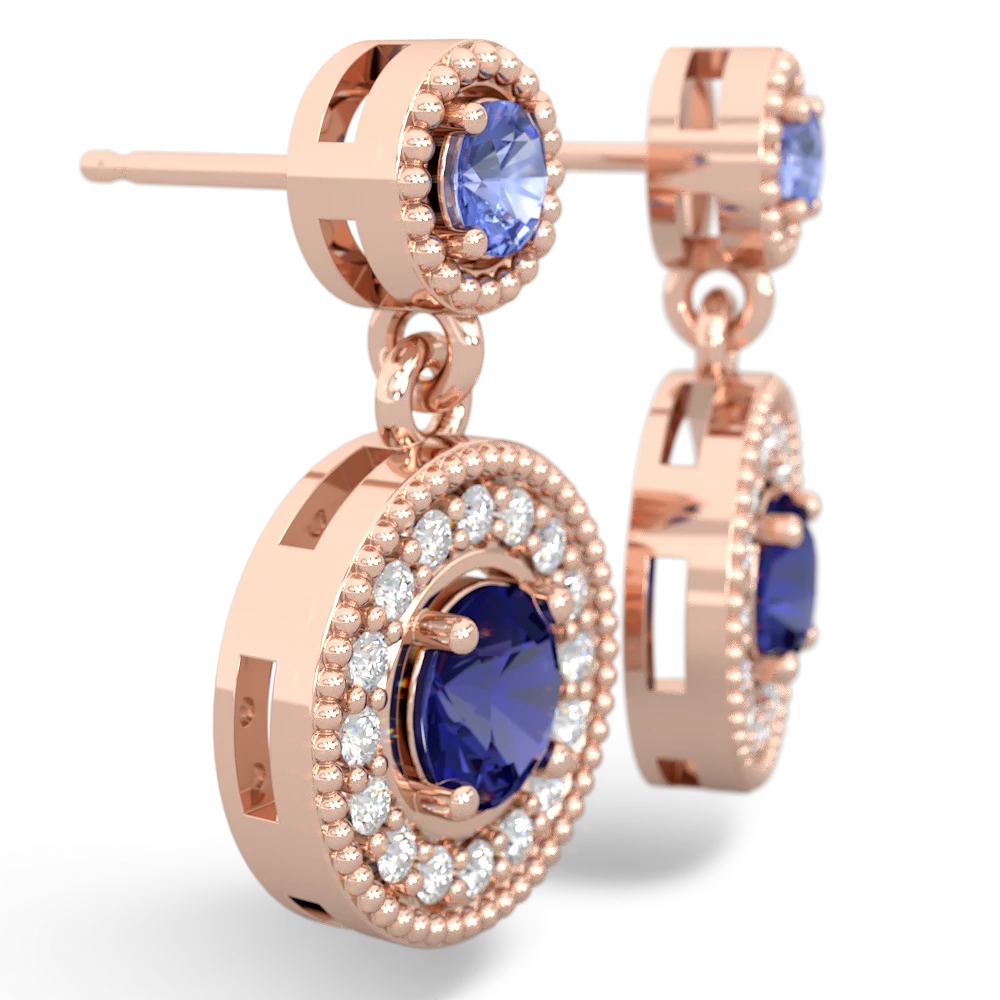 Tanzanite Halo Dangle 14K Rose Gold earrings E5319