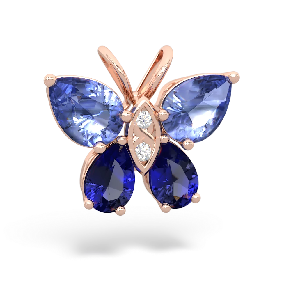 Tanzanite Butterfly 14K Rose Gold pendant P2215