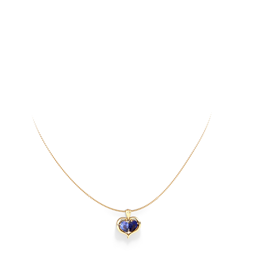 Tanzanite Two Become One 14K Yellow Gold pendant P5330