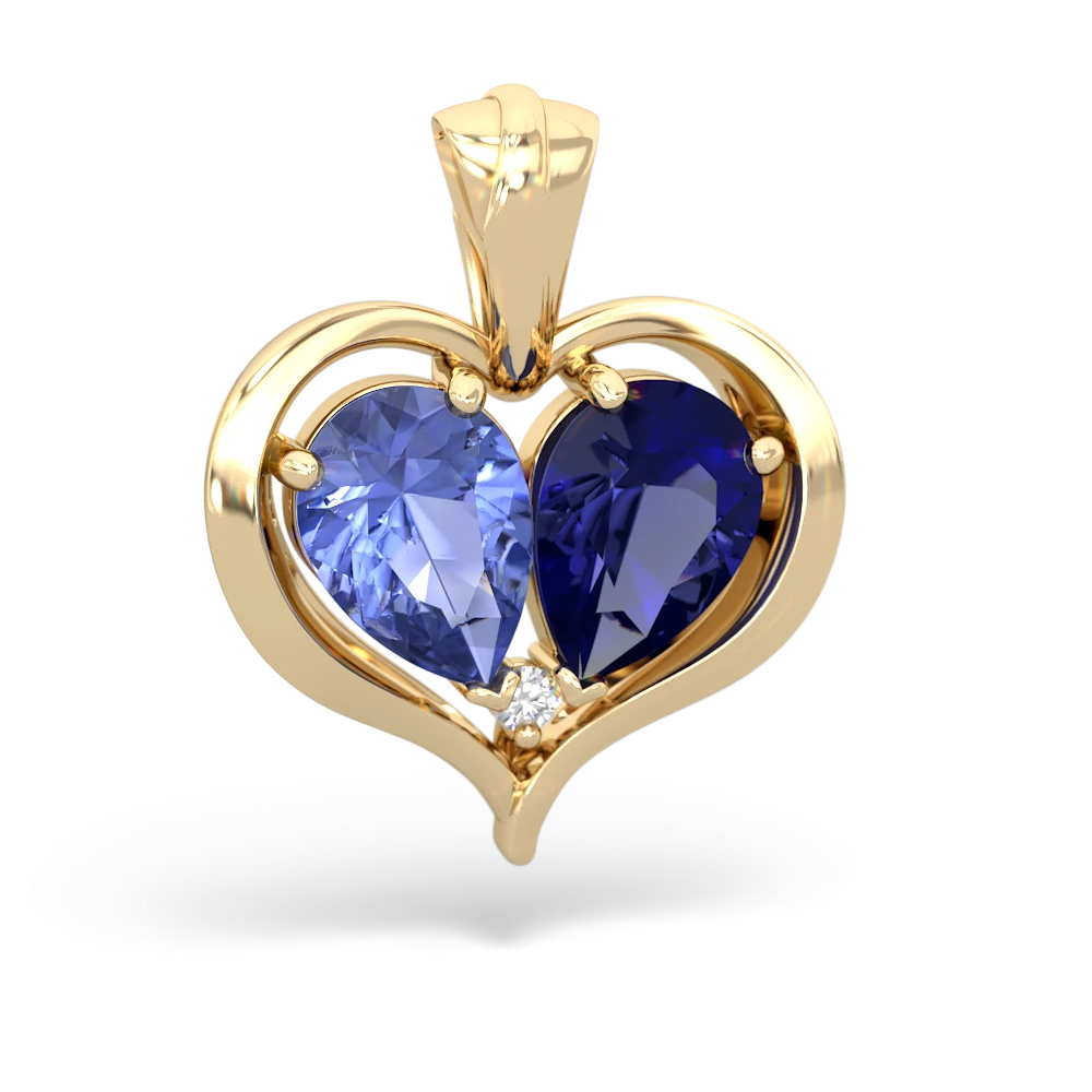 Tanzanite Two Become One 14K Yellow Gold pendant P5330