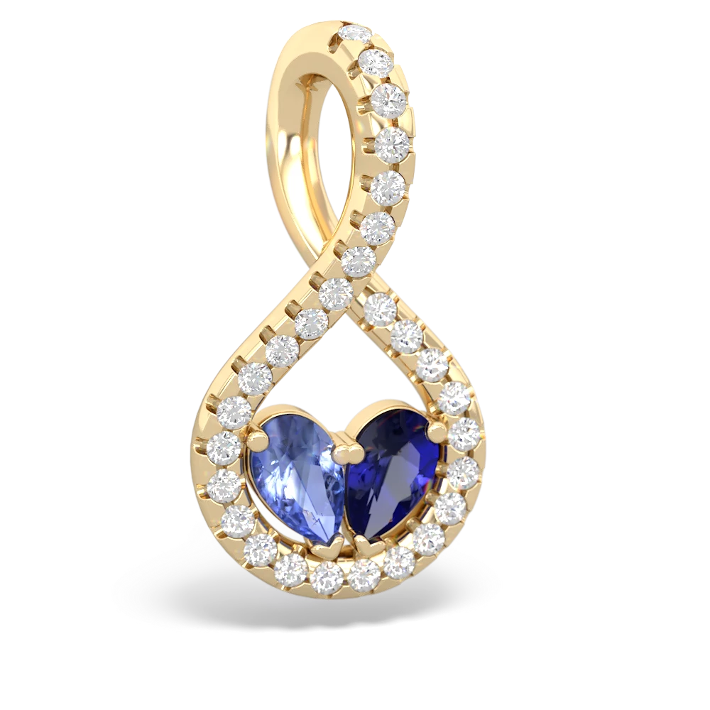 Tanzanite Pave Twist 'One Heart' 14K Yellow Gold pendant P5360