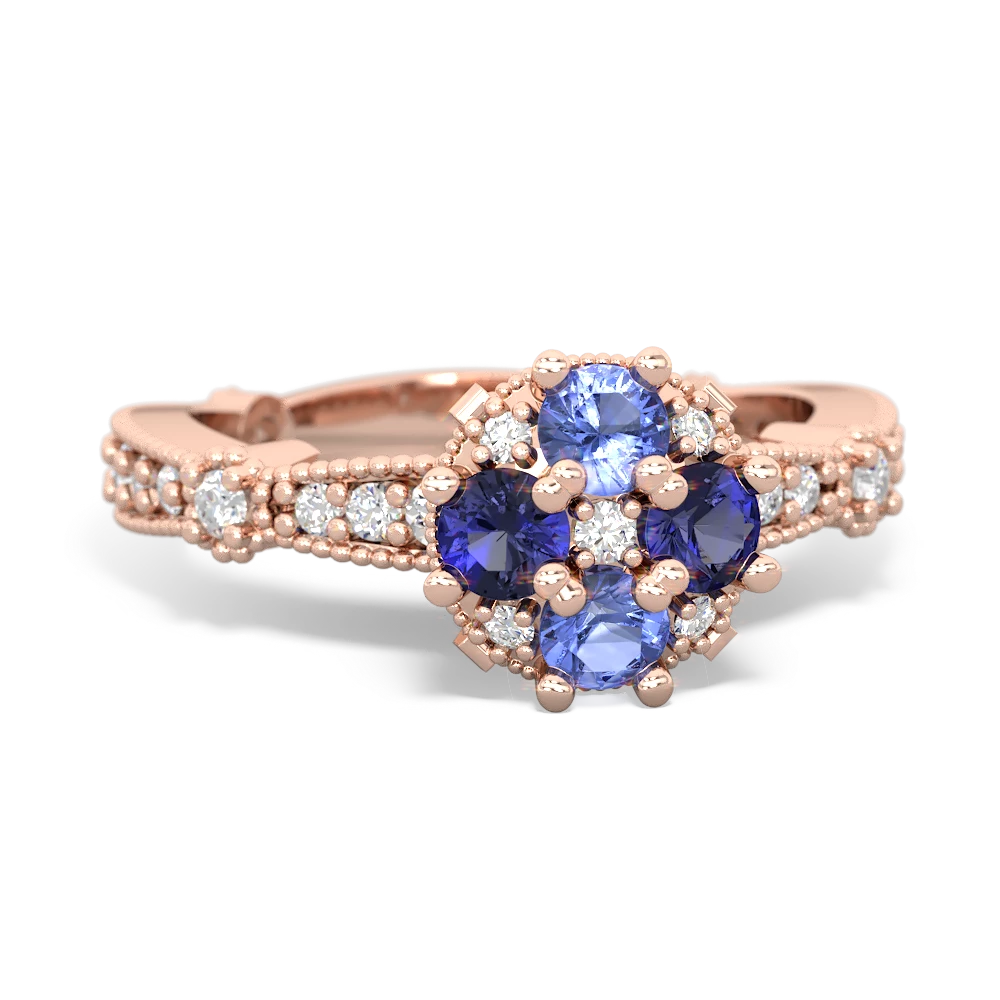 Tanzanite Sparkling Tiara Cluster 14K Rose Gold ring R26293RD