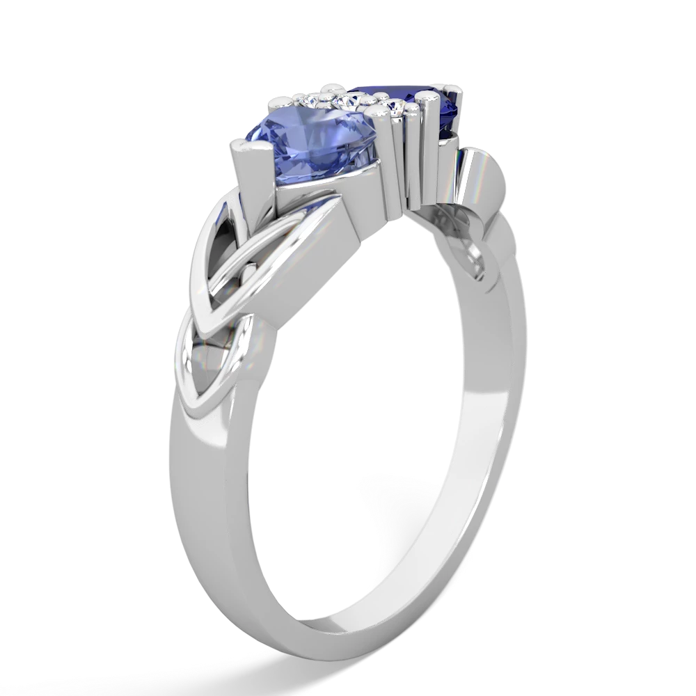 Tanzanite Celtic Knot Double Heart 14K White Gold ring R5040