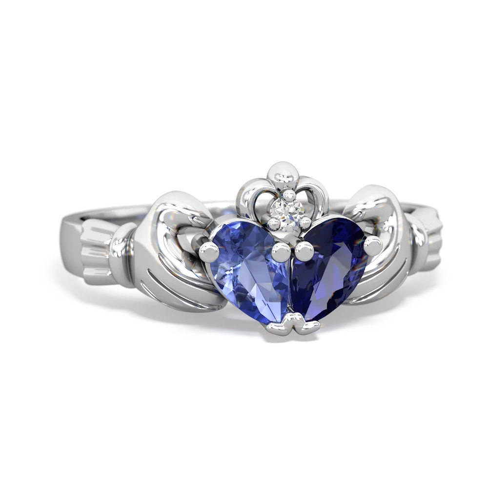 Tanzanite 'Our Heart' Claddagh 14K White Gold ring R2388