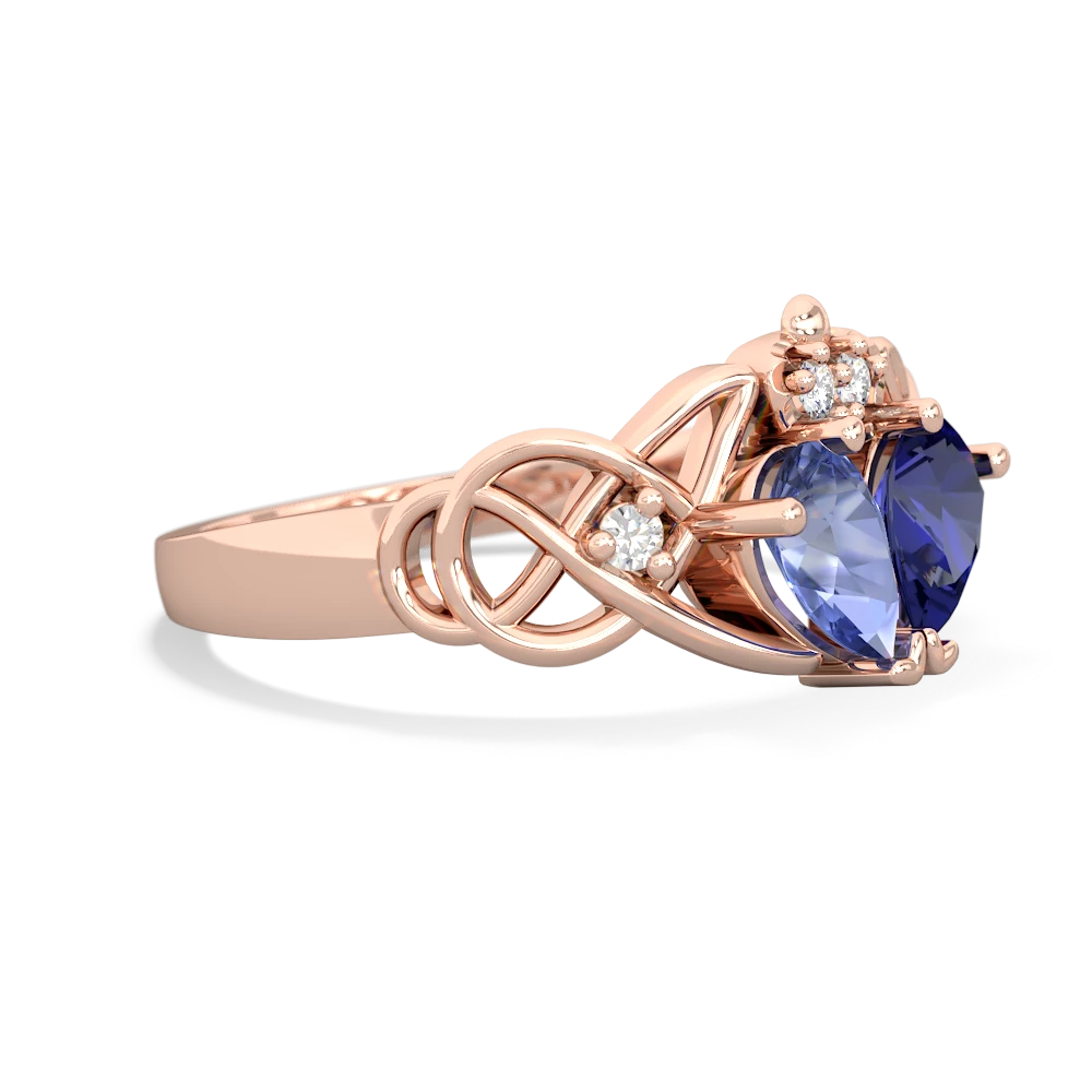 Tanzanite 'One Heart' Celtic Knot Claddagh 14K Rose Gold ring R5322