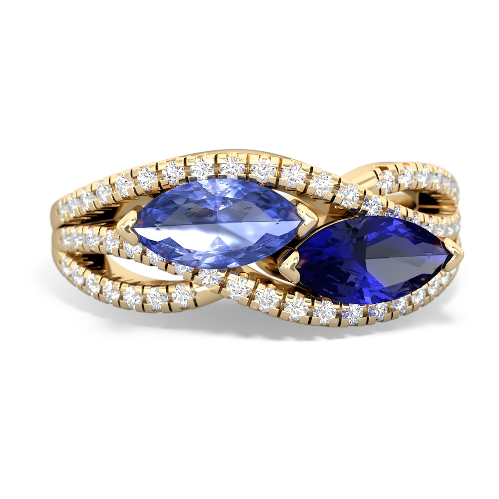 Tanzanite Diamond Rivers 14K Yellow Gold ring R3070