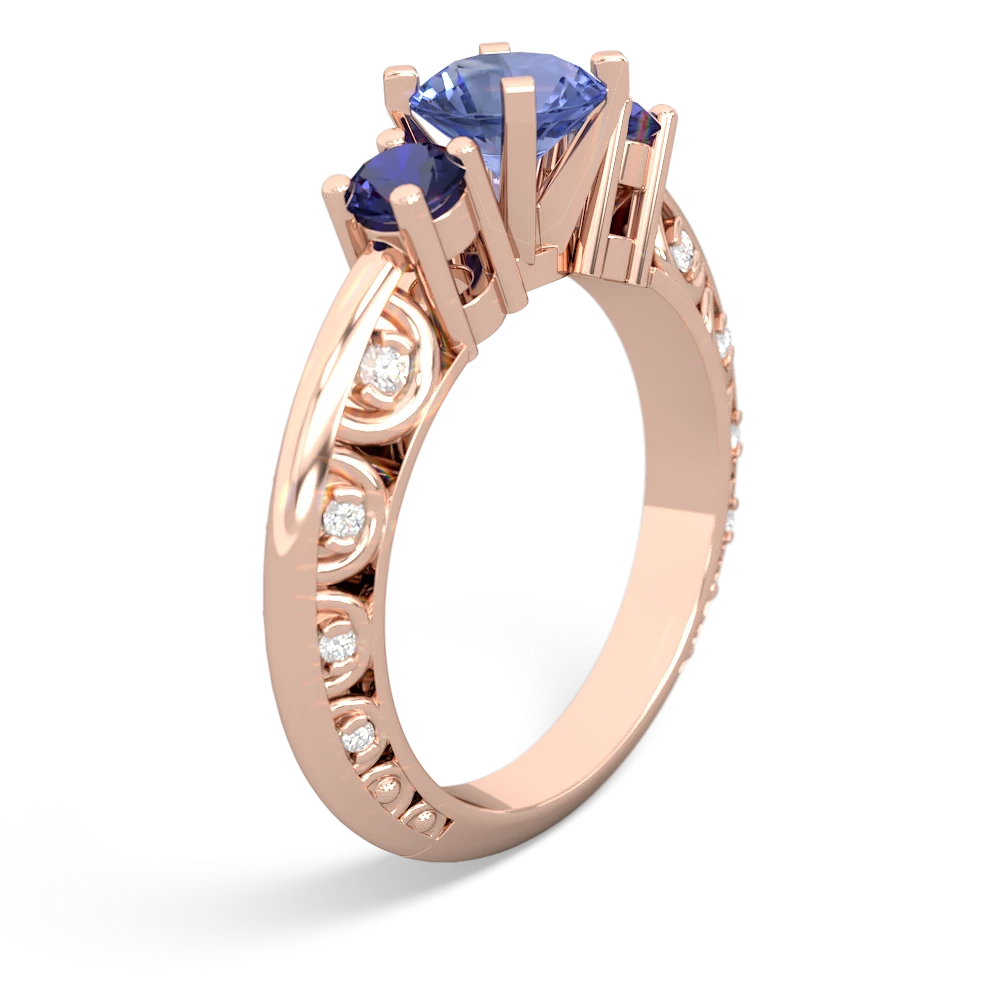 Tanzanite Art Deco Eternal Embrace Engagement 14K Rose Gold ring C2003