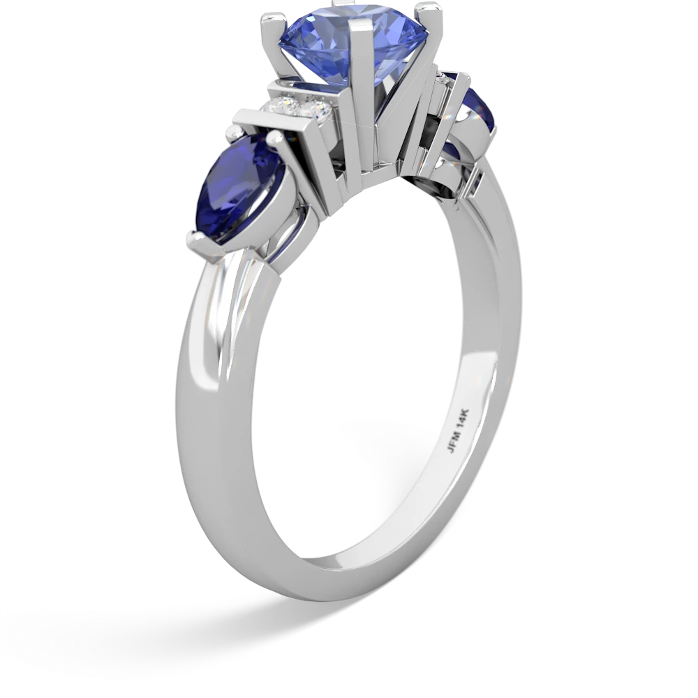 Tanzanite 6Mm Round Eternal Embrace Engagement 14K White Gold ring R2005