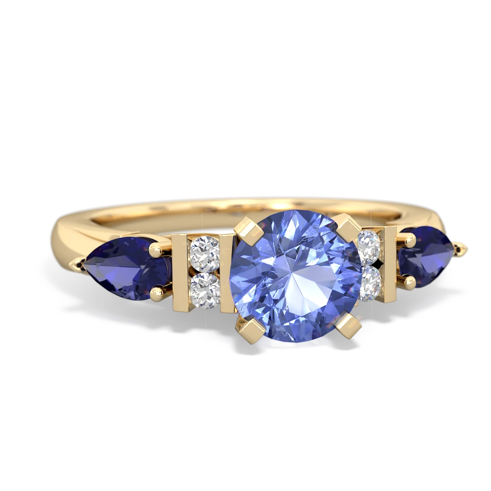 Tanzanite 6Mm Round Eternal Embrace Engagement 14K Yellow Gold ring R2005