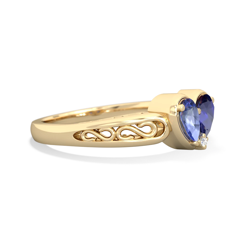 Tanzanite Filligree 'One Heart' 14K Yellow Gold ring R5070