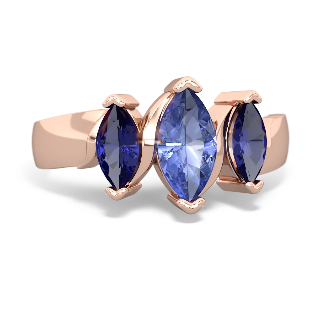 Tanzanite Three Peeks 14K Rose Gold ring R2433