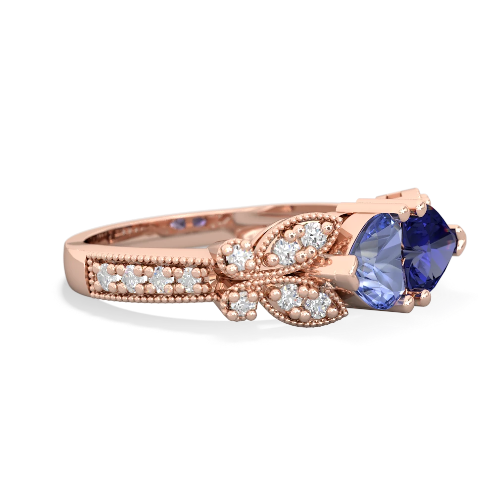 Tanzanite Diamond Butterflies 14K Rose Gold ring R5601