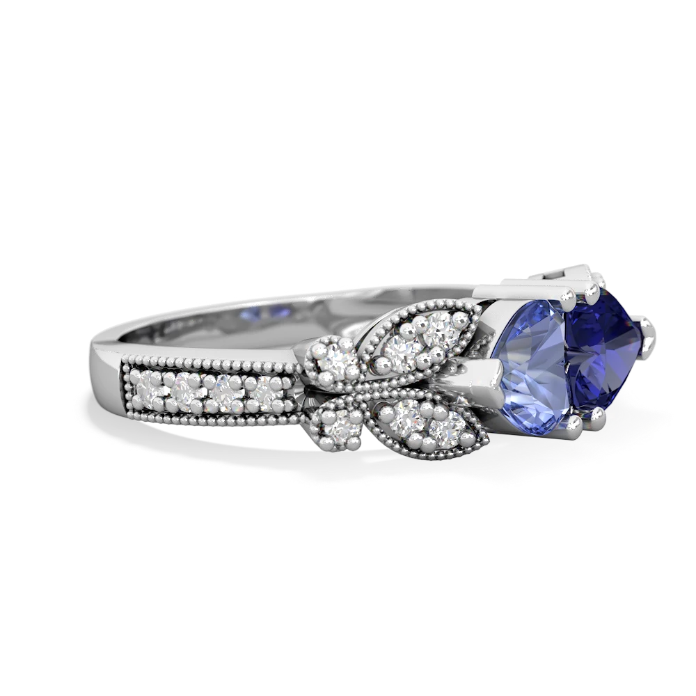 Tanzanite Diamond Butterflies 14K White Gold ring R5601