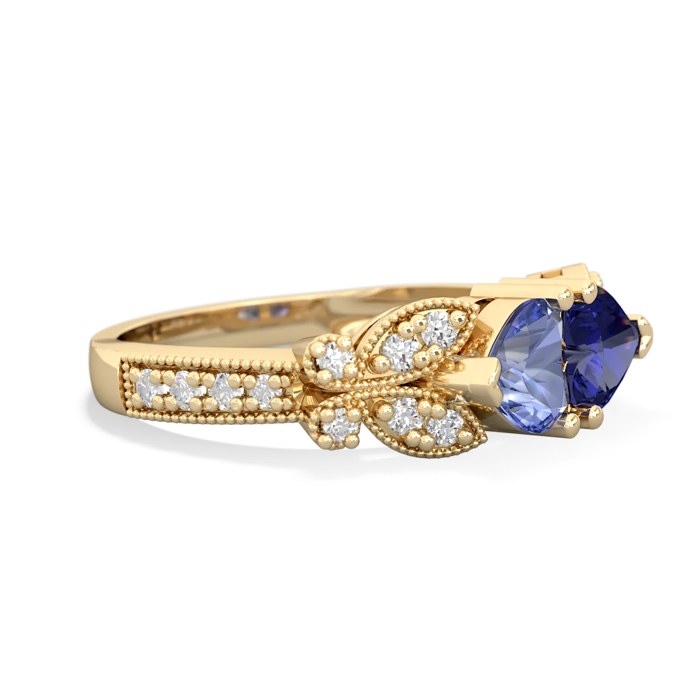 Tanzanite Diamond Butterflies 14K Yellow Gold ring R5601