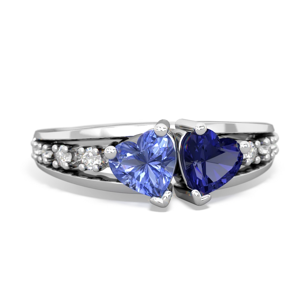 Tanzanite Heart To Heart 14K White Gold ring R3342