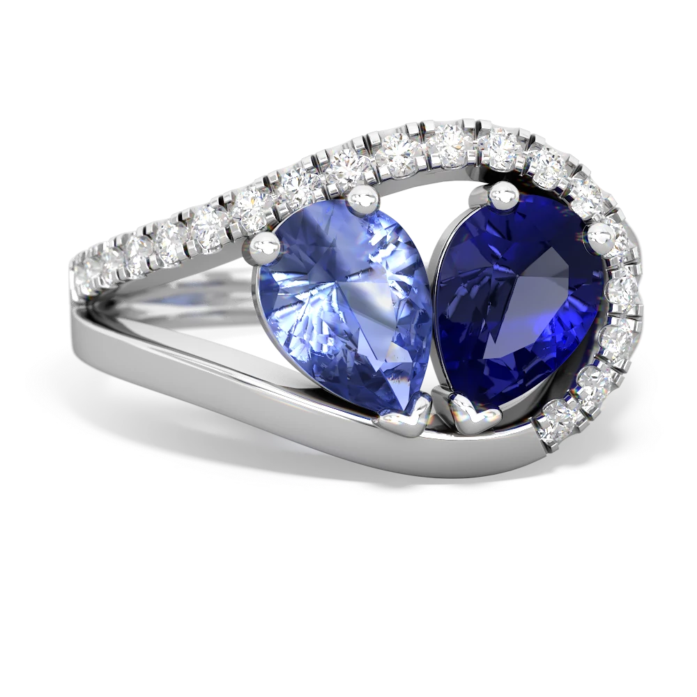 Tanzanite Nestled Heart Keepsake 14K White Gold ring R5650