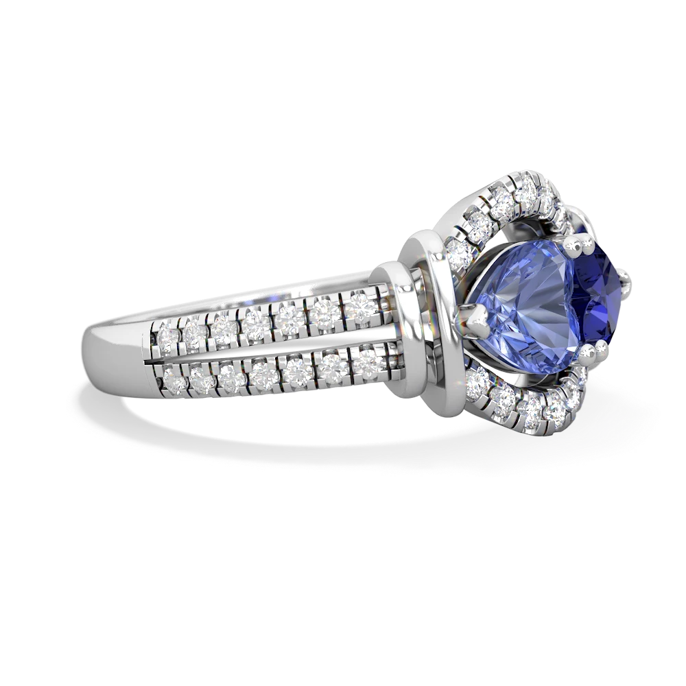 Tanzanite Art-Deco Keepsake 14K White Gold ring R5630