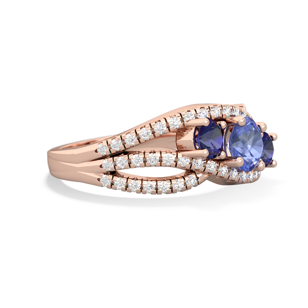 Tanzanite Three Stone Aurora 14K Rose Gold ring R3080