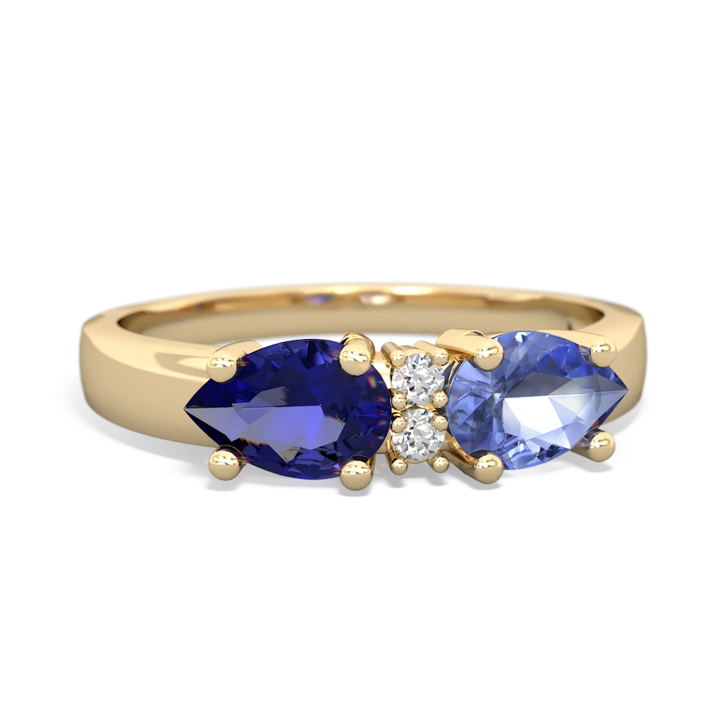 Tanzanite Pear Bowtie 14K Yellow Gold ring R0865