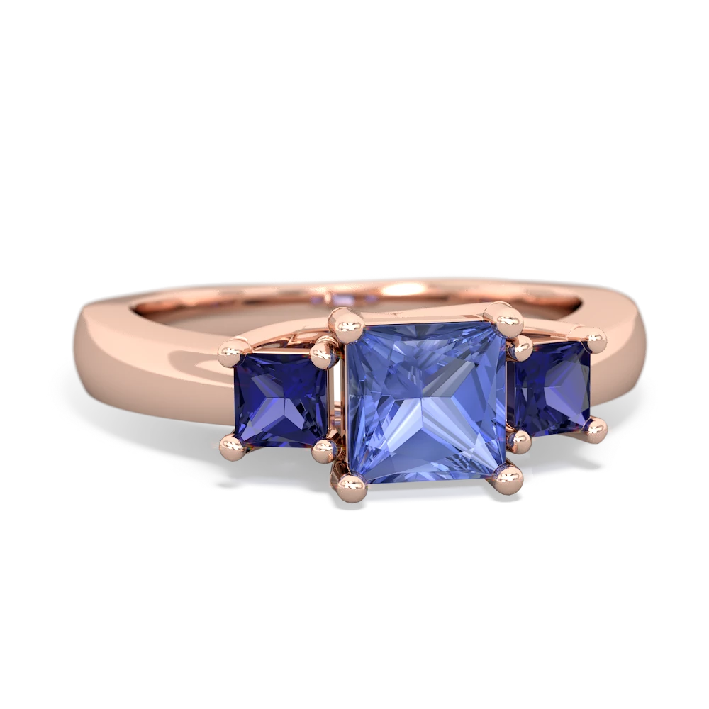 Tanzanite Three Stone Trellis 14K Rose Gold ring R4015