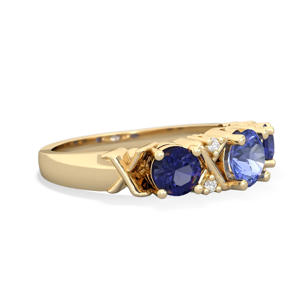 Tanzanite Hugs And Kisses 14K Yellow Gold ring R5016