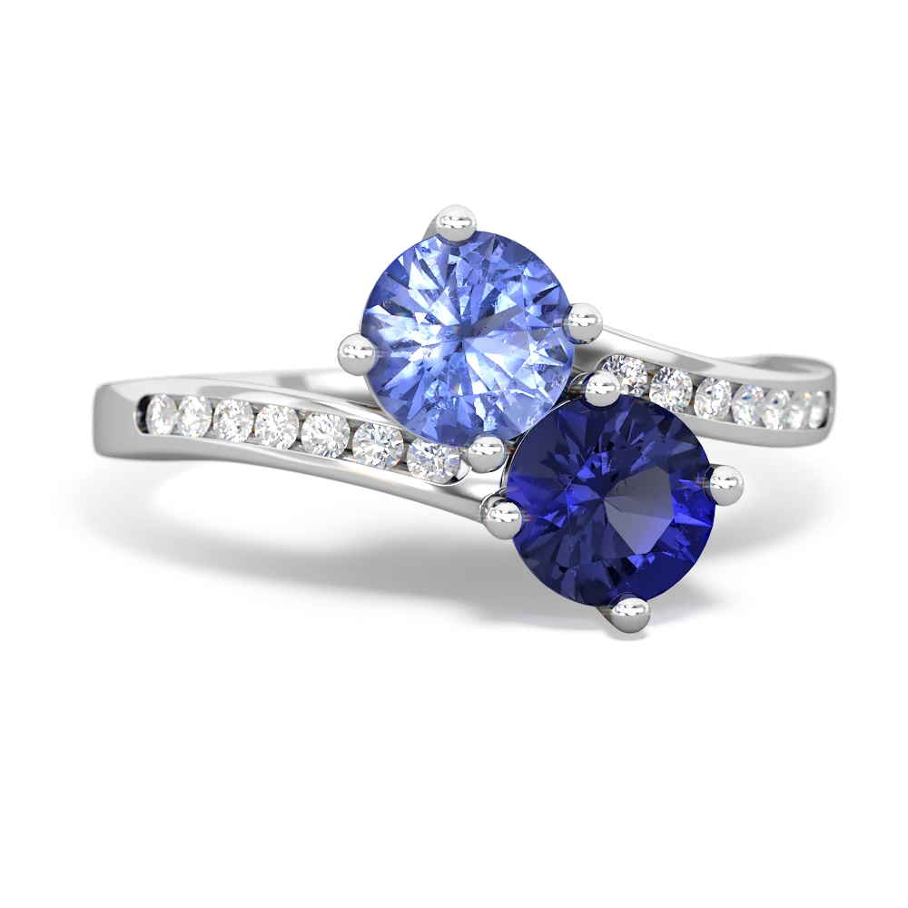 Tanzanite Channel Set Two Stone 14K White Gold ring R5303