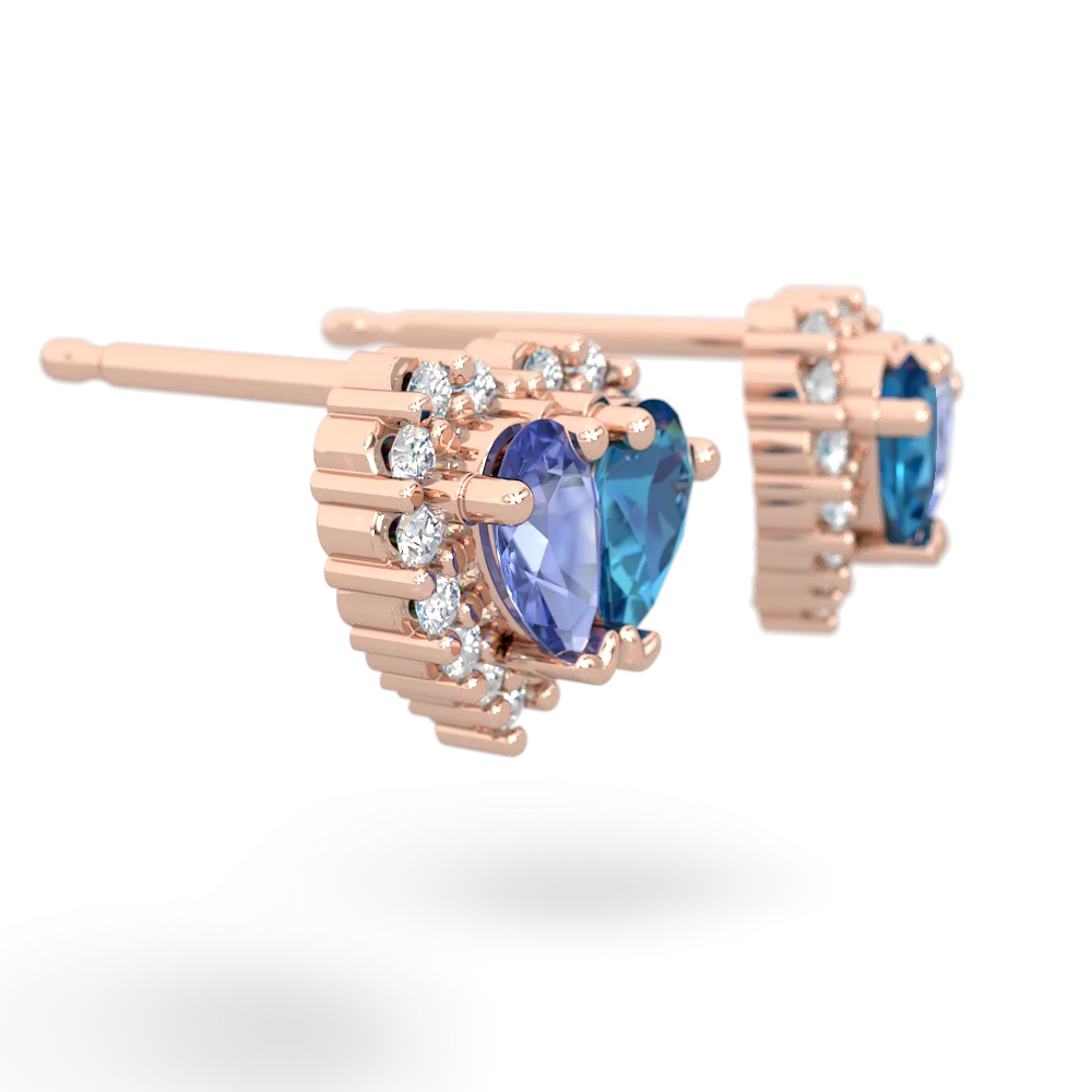 Tanzanite Halo 14K Rose Gold earrings E7008