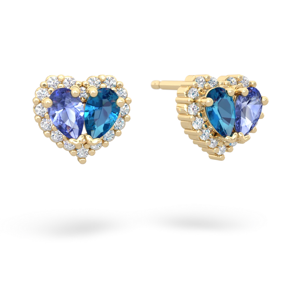Tanzanite Halo 14K Yellow Gold earrings E7008