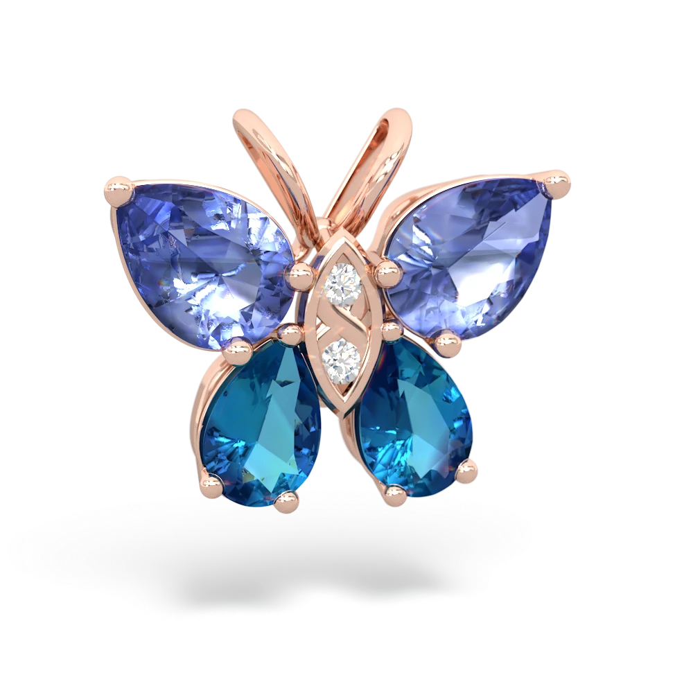 Tanzanite Butterfly 14K Rose Gold pendant P2215